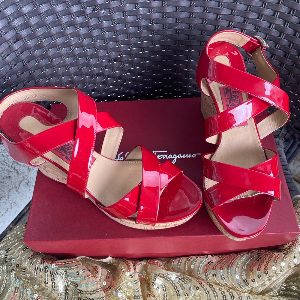 RED Ferragamo Cork Wedges!